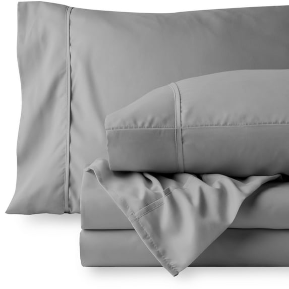 Bare Home Premium 1800 Ultra-Soft Microfiber Collection Sheet Set - Double Brushed Light Gray