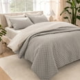 thumbnail image 1 of Bare Home Quilt Set - 3 Piece - Diamond Stitched Bedspread Coverlet - Full/Queen, Light Gray, 1 of 8