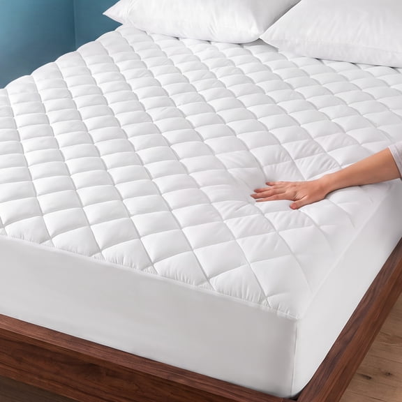 Bare Home Quilted Mattress Pad - Cooling Mattress Cover - Deep Pocket - Queen, White