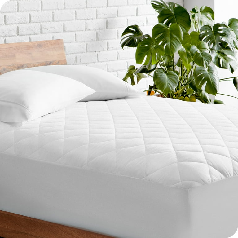 Bare Home Quilted Mattress Pad Cooling Mattress Cover Deep Pocket Split Head Flex King White