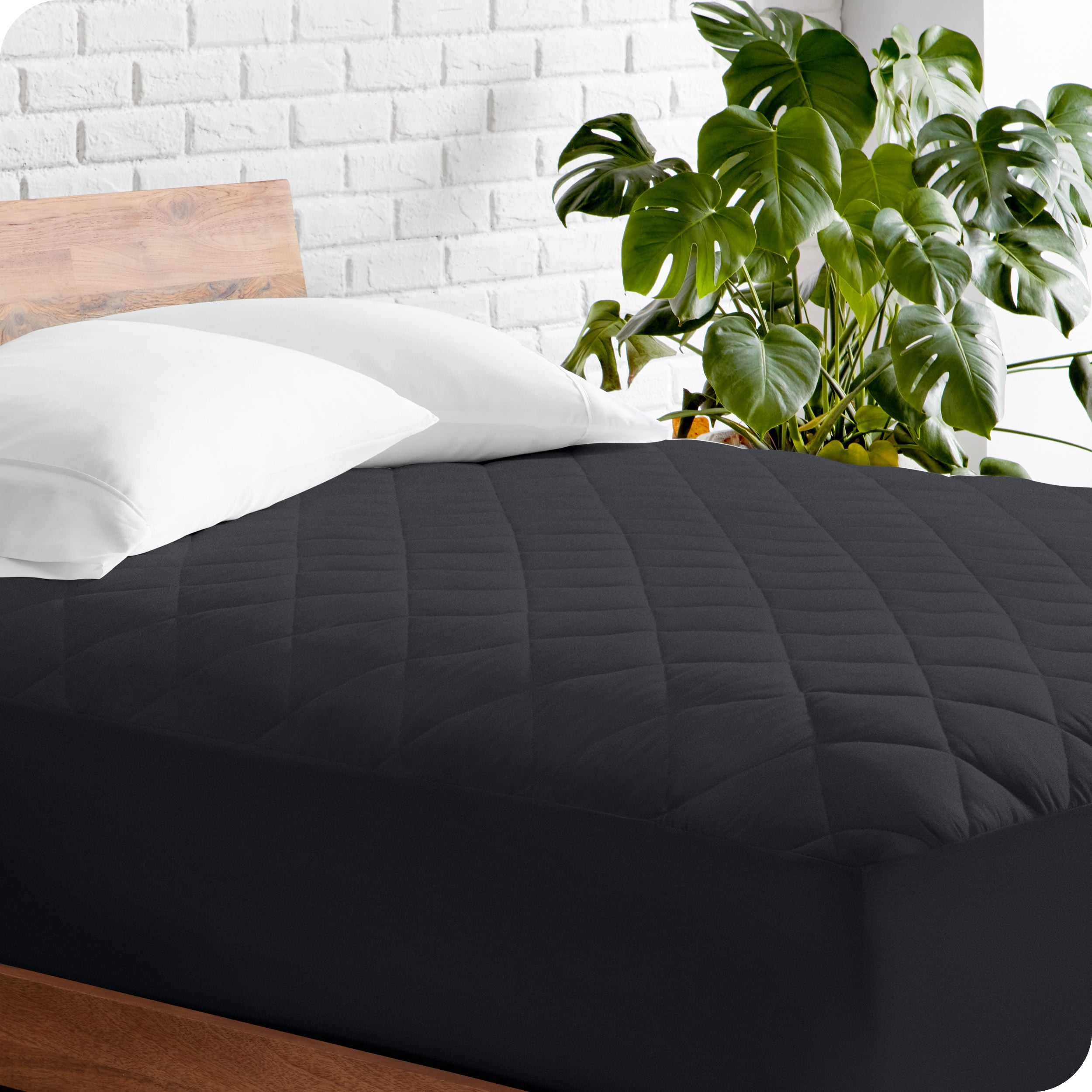 Black Twin XL Quilted Hypoallergenic Down Alternative Mattress Pad