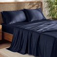 thumbnail image 1 of Bare Home Bamboo Sheet Set - Made from Rayon Fibers - Deep Pockets - 3 Piece - Twin XL, Midnight Blue, 1 of 9