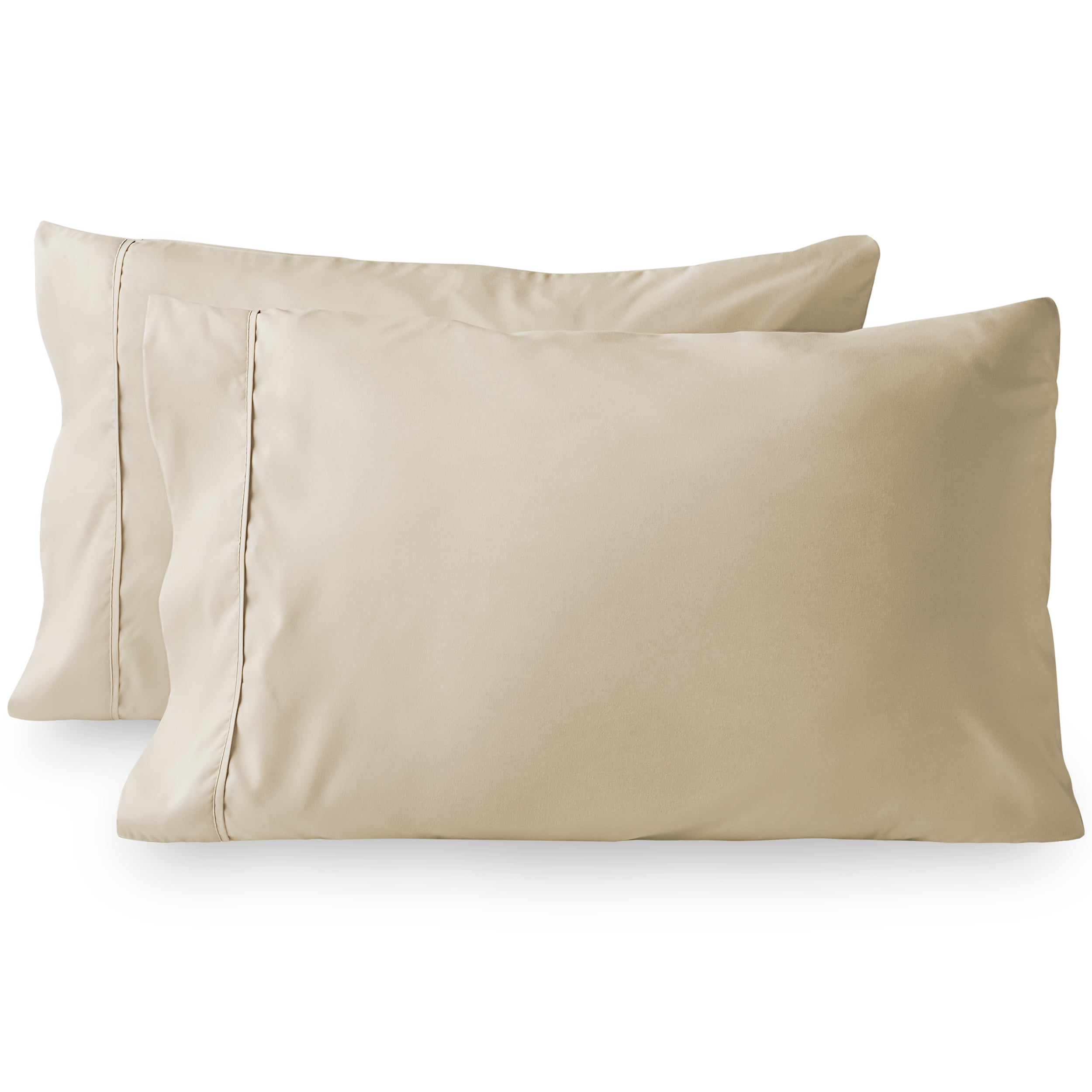 Bare Home Premium 1800 Ultra-Soft Microfiber Pillowcase Set - Double Brushed - Hypoallergenic - Wrinkle Resistant (Standard Pillowcase Set of 2, Sand)