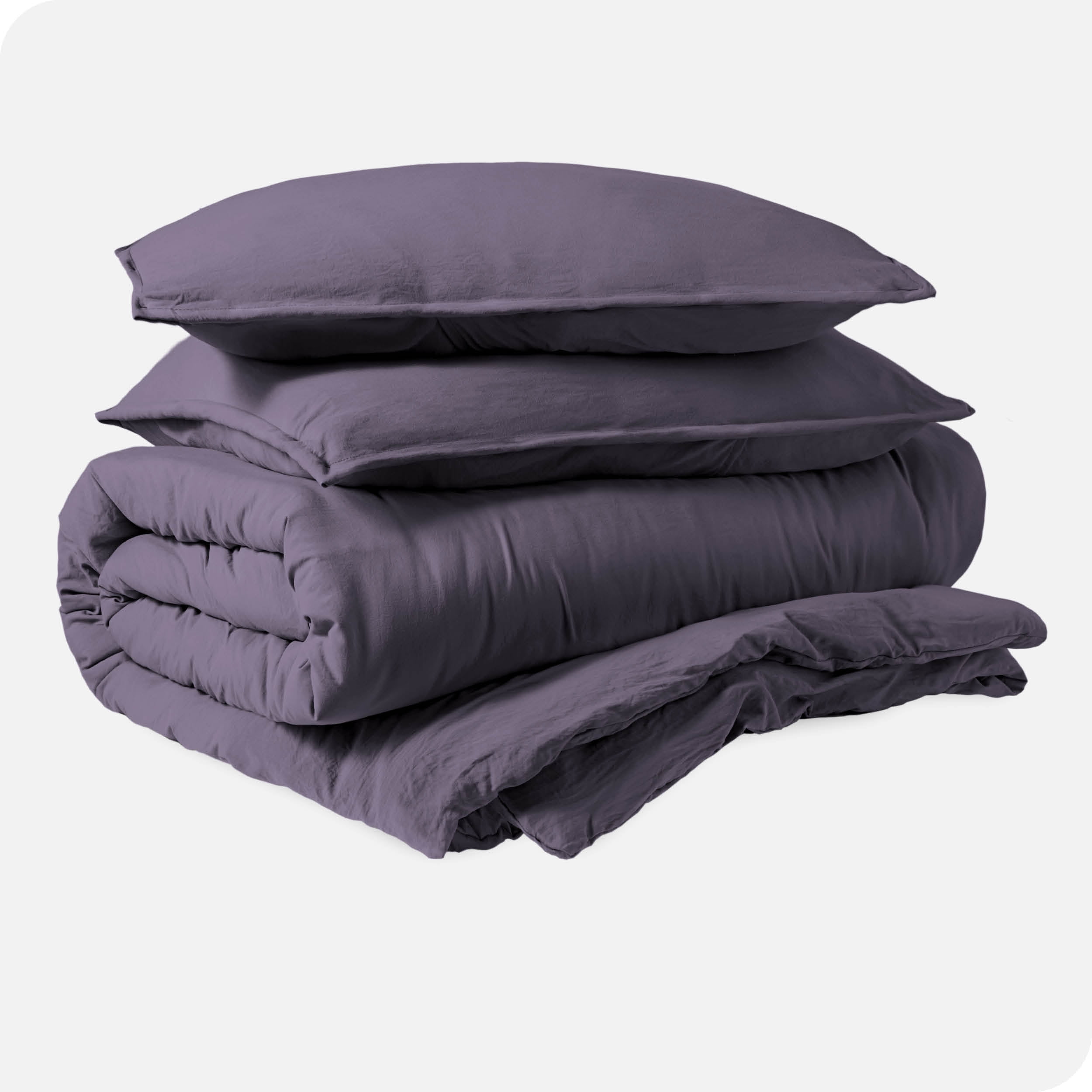 Bare Home Sandwash Microfiber Duvet Cover & Sham Set, Queen, Dusty Purple, 3-Pieces