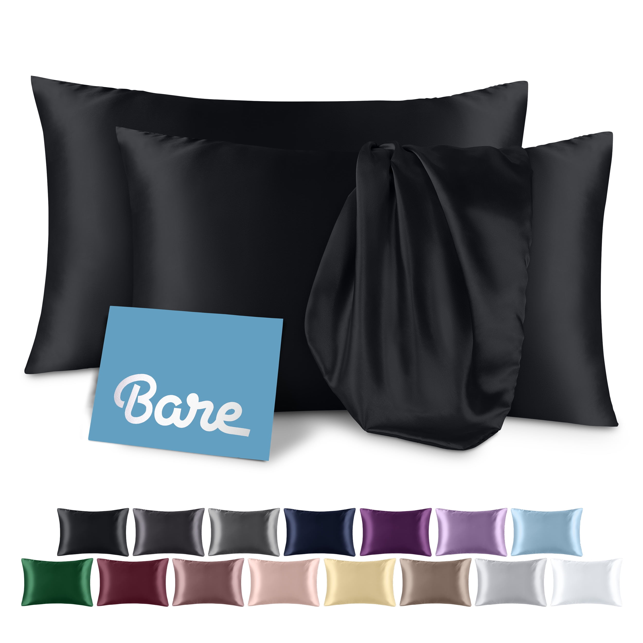 Bare Home Satin Pillowcase Set - Luxury Envelope Pillowcases - Soft and Smooth - Breathable - Queen, Black - Walmart.com