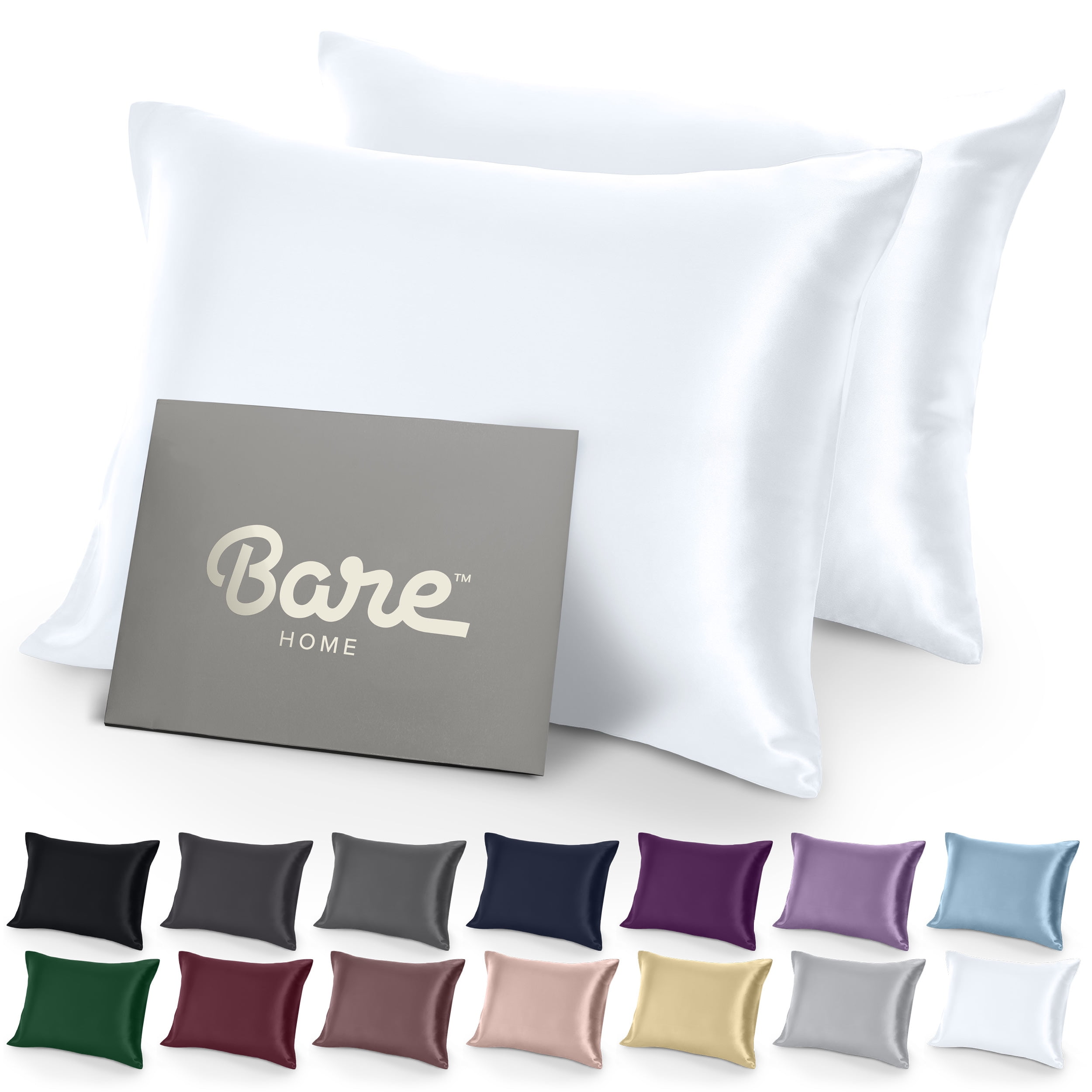 White Satin Cotton Queen Pillowcase Set with Envelope Closure