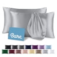 thumbnail image 1 of Bare Home Satin Pillowcase Set of 2 - Silky Soft for Hair and Skin - Envelope Closure - King 20x36, Silver, 1 of 9