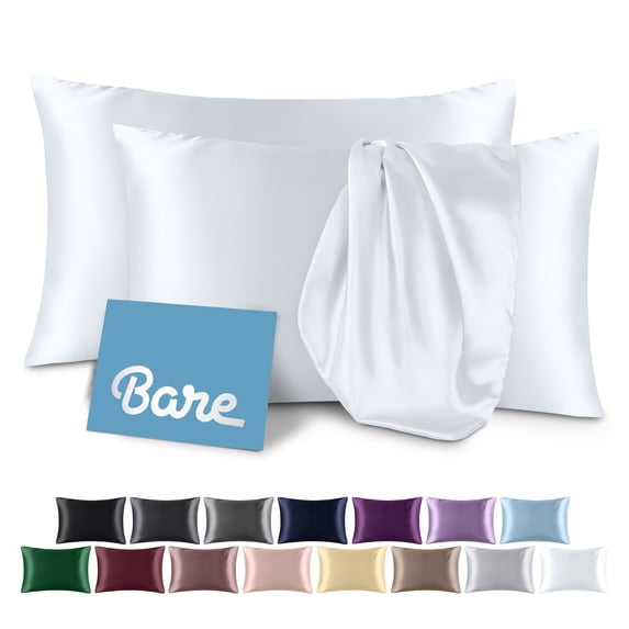 Bare Home Satin Pillowcase Set of 2 - Silky Soft for Hair and Skin - Envelope Closure - King 20x36, White