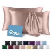 Bare Home Satin Pillowcase Set of 2 - Silky Soft for Hair and Skin - Envelope Closure - Standard, Blush
