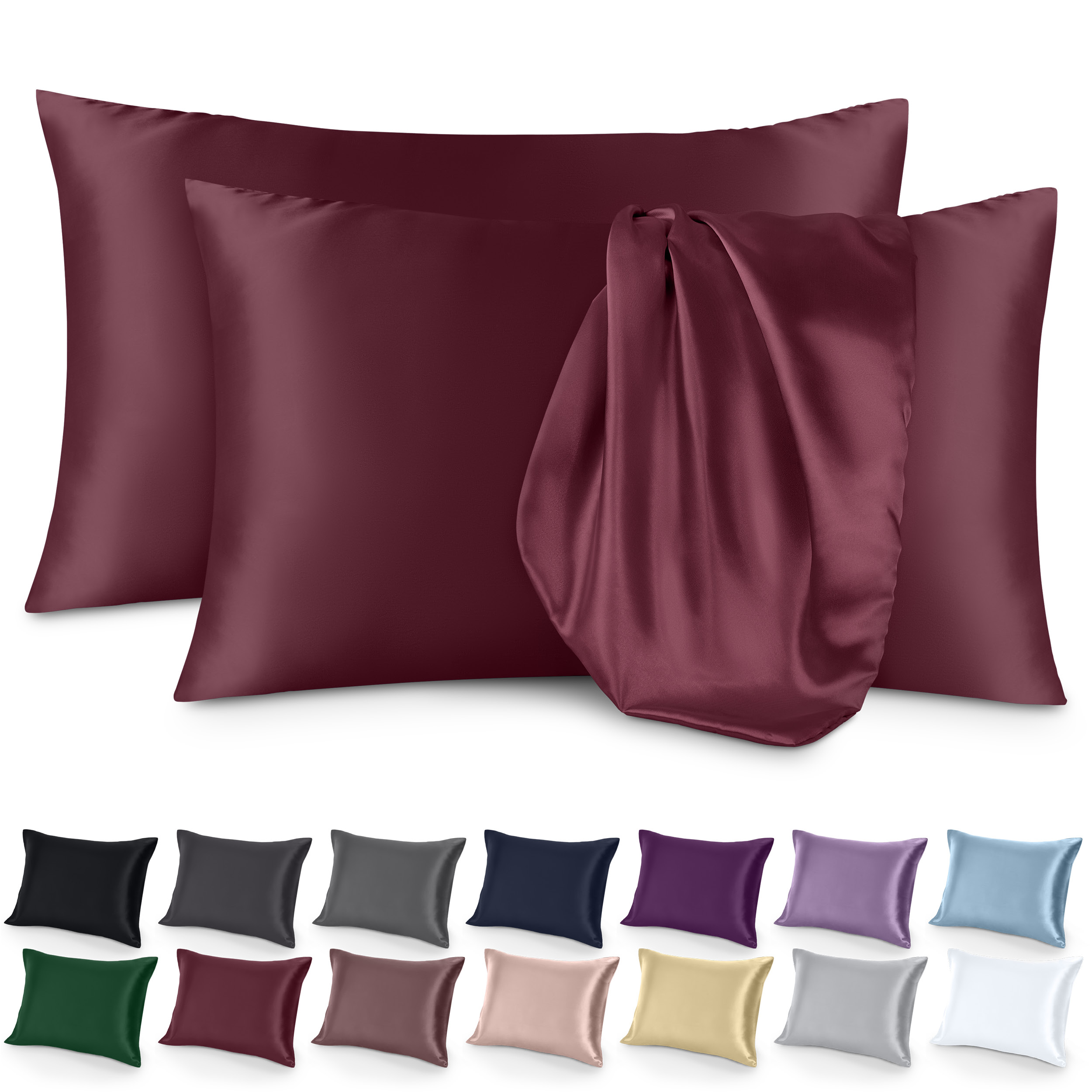 Bare Home Satin Pillowcase Set Luxury Pillowcases Soft and Smooth