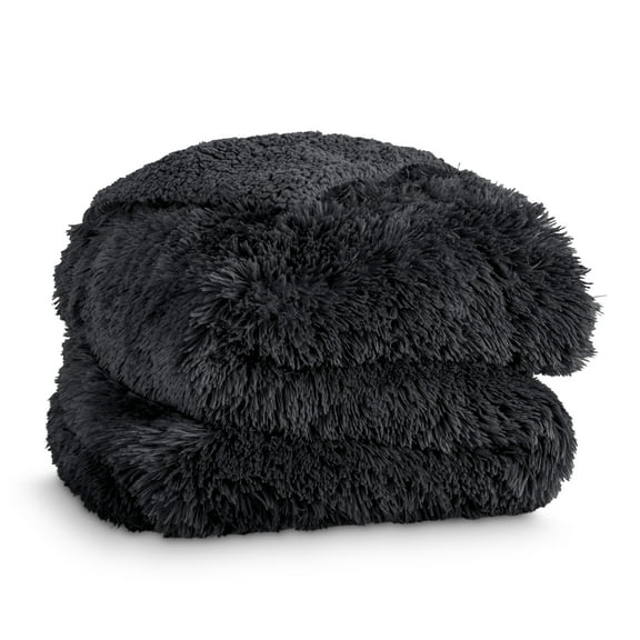 Bare Home Shaggy Blanket - 50" x 60" - Ultra Soft Fleece - Throw, Black