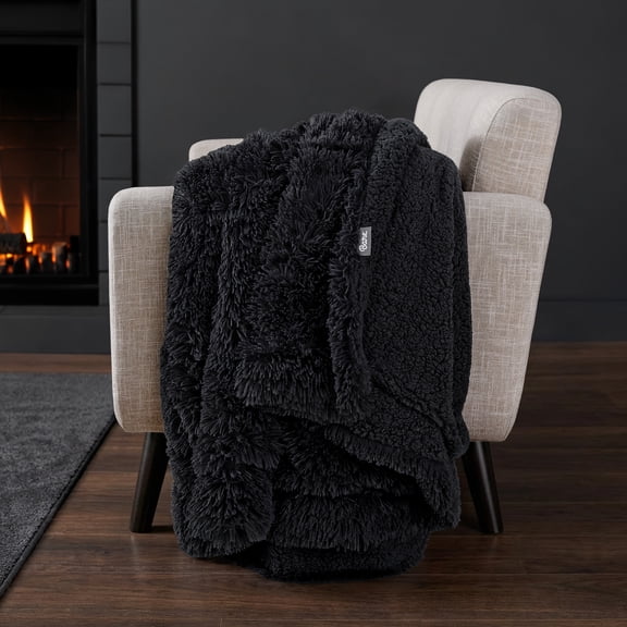 Bare Home Shaggy Blanket - 50" x 60" - Ultra Soft Fleece - Throw, Black