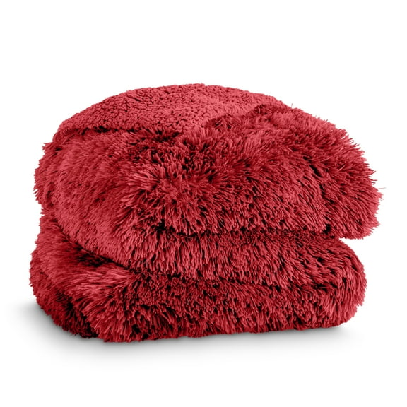 Bare Home Shaggy Blanket - 90" x 108" - Ultra Soft Fleece - King, Red