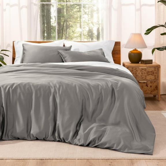 Bare Home TENCEL™ Duvet Cover Set - Lyocell derived from Eucalyptus - Full/Queen, Light Gray
