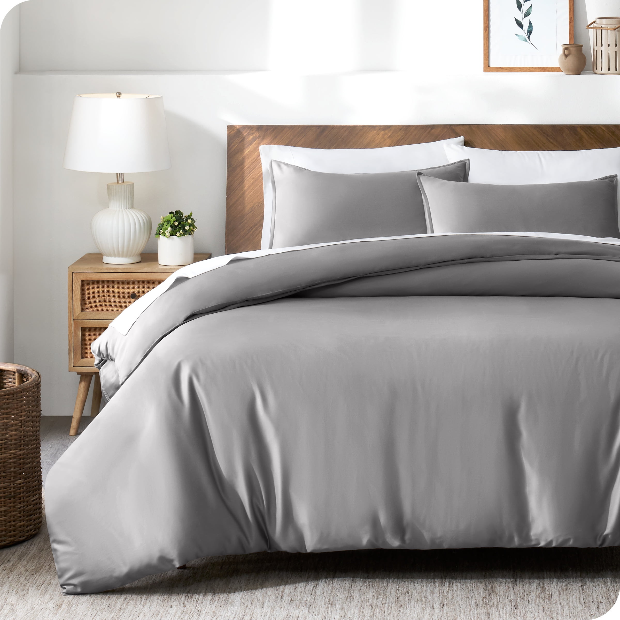 Full/Queen Light Grey TENCEL Lyocell Duvet Cover Set