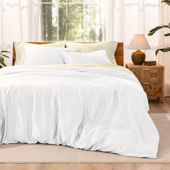 Bare Home TENCEL™ Duvet Cover Set - Lyocell derived from Eucalyptus - Full/Queen, White