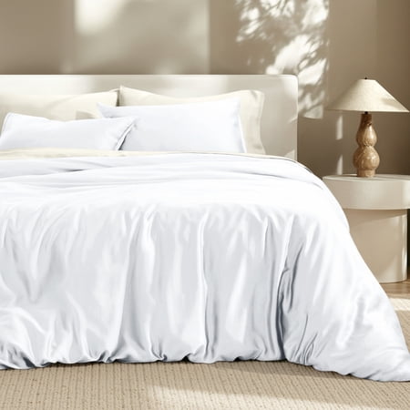Bare Home TENCEL™ Duvet Cover Set - Lyocell derived from Eucalyptus - King/Cal King, White