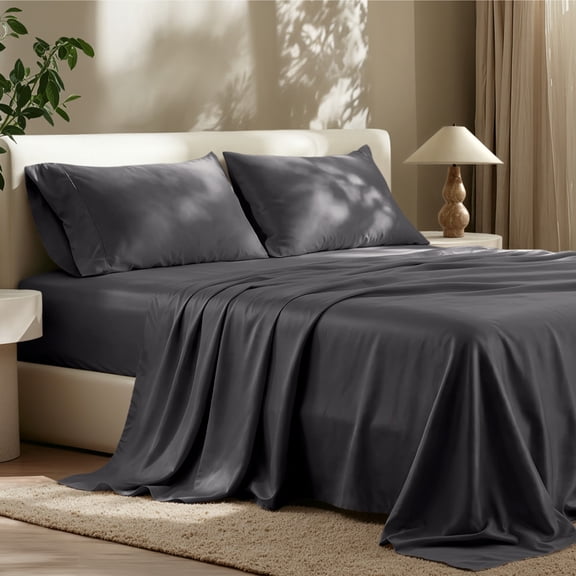 Bare Home TENCEL™ Sheet Set - Lyocell derived from Eucalyptus - King, Forged Iron Gray