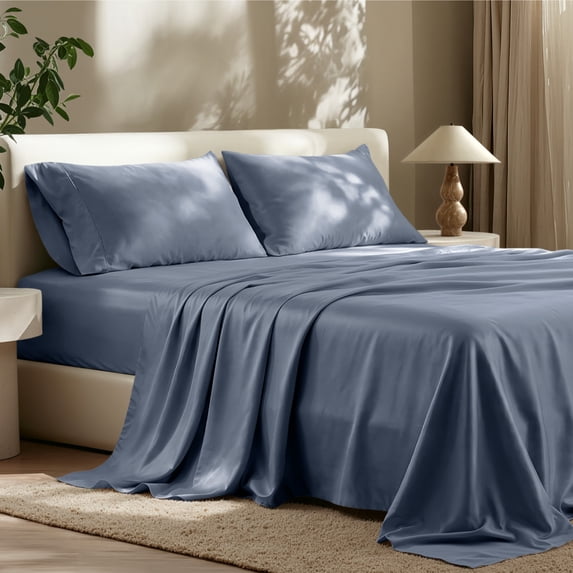 Bare Home TENCEL™ Sheet Set - Lyocell derived from Eucalyptus - Twin, Indigo