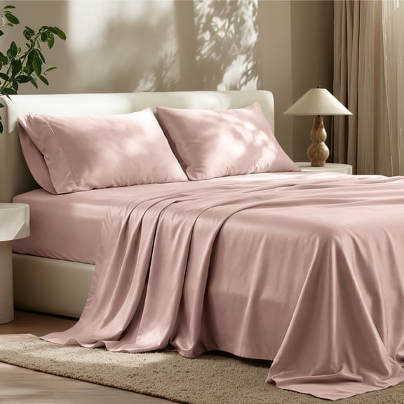 Bare Home TENCEL™ Sheet Set - Lyocell derived from Eucalyptus - Twin XL, Blush