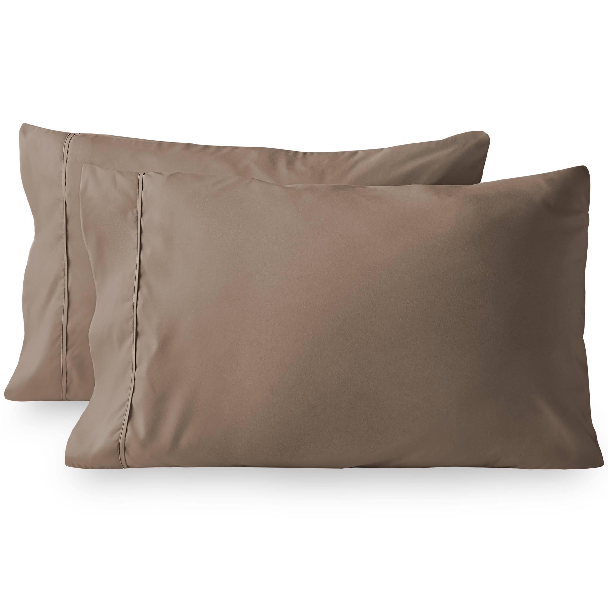 Bare Home Premium 1800 Ultra-Soft Microfiber Pillowcase Set - Double Brushed - Hypoallergenic - Wrinkle Resistant (Standard Pillowcase Set of 2, Taupe)