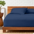 thumbnail image 1 of Bare Home Ultra-Soft Fitted Sheet + Pillowcase Set - Premium 1800 Collection - Deep Pocket - Full, Dark Blue, 1 of 8