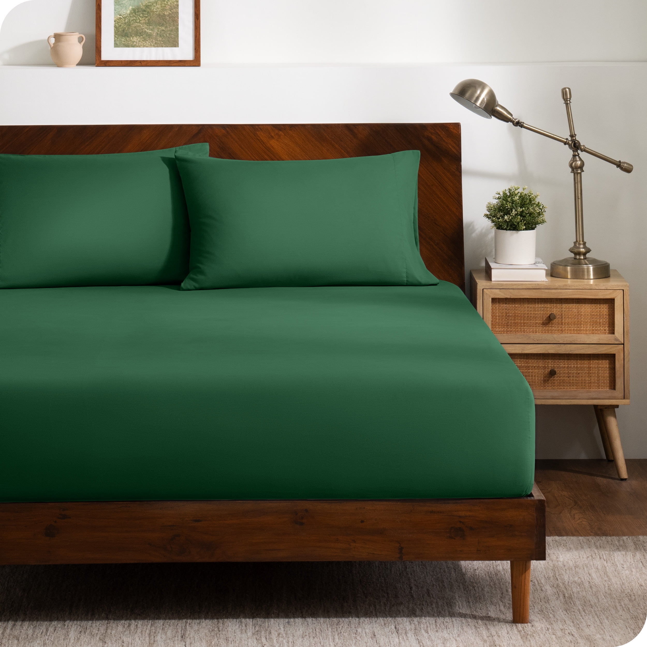 Full Sage Green Microfiber Deep Pocket Fitted Sheet Set