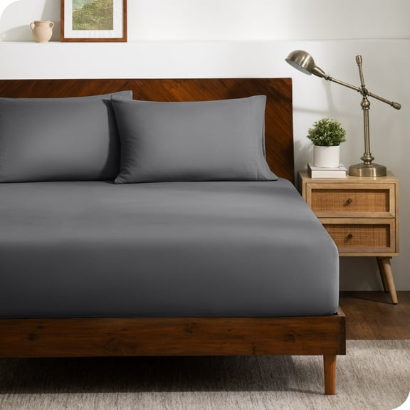 Bare Home Ultra-Soft Fitted Sheet + Pillowcase Set - Premium 1800 Collection - Deep Pocket - Full, Gray