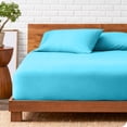 thumbnail image 1 of Bare Home Ultra-Soft Fitted Sheet + Pillowcase Set - Premium 1800 Collection - Deep Pocket - Split King, Aqua, 1 of 7