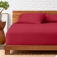 thumbnail image 1 of Bare Home Ultra-Soft Fitted Sheet + Pillowcase Set - Premium 1800 Collection - Deep Pocket - Split King, Red, 1 of 8