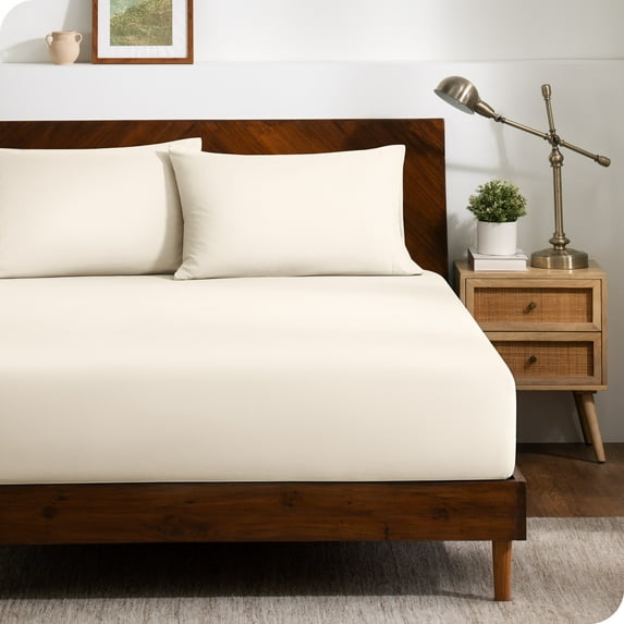 Bare Home Ultra-Soft Fitted Sheet + Pillowcase Set - Premium 1800 Collection - Deep Pocket - Twin XL, Sand