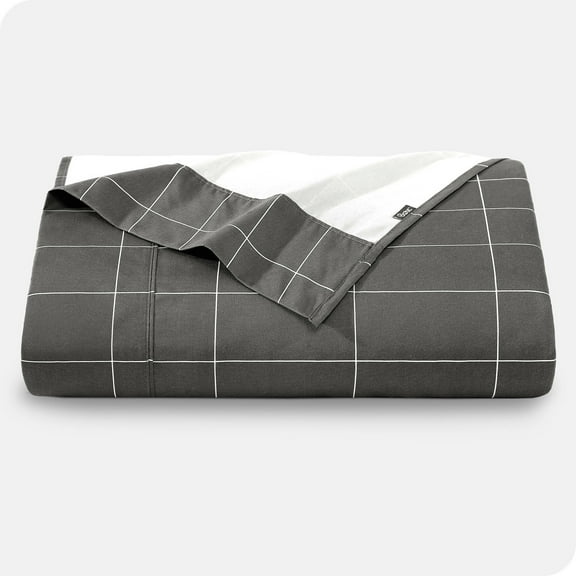 Bare Home Ultra-Soft Flat Sheets - Premium 1800 Collection - Double Brushed - Full, Grid - Gray/White