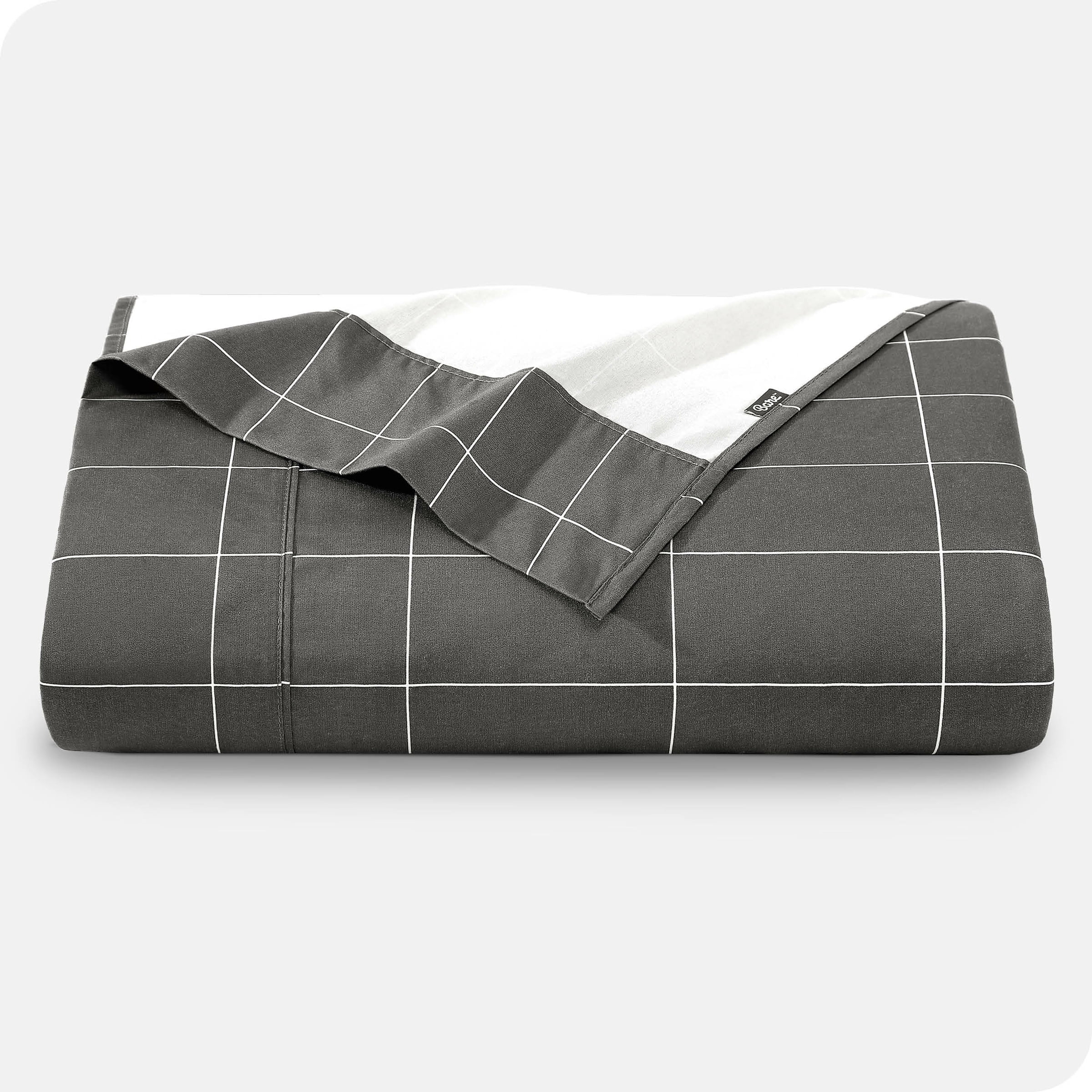 King Size Grey and White Microfiber Plaid Sheet Set