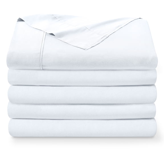Bare Home Ultra-Soft Flat Sheets - Premium 1800 Collection - Brushed - Twin XL, White - 5 Pack