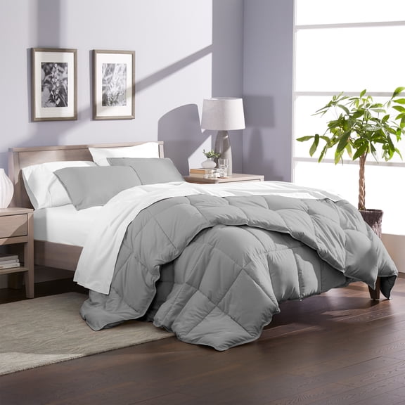Bare Home Ultra-Soft Goose Down Alternative Comforter Set, Full, Light Gray