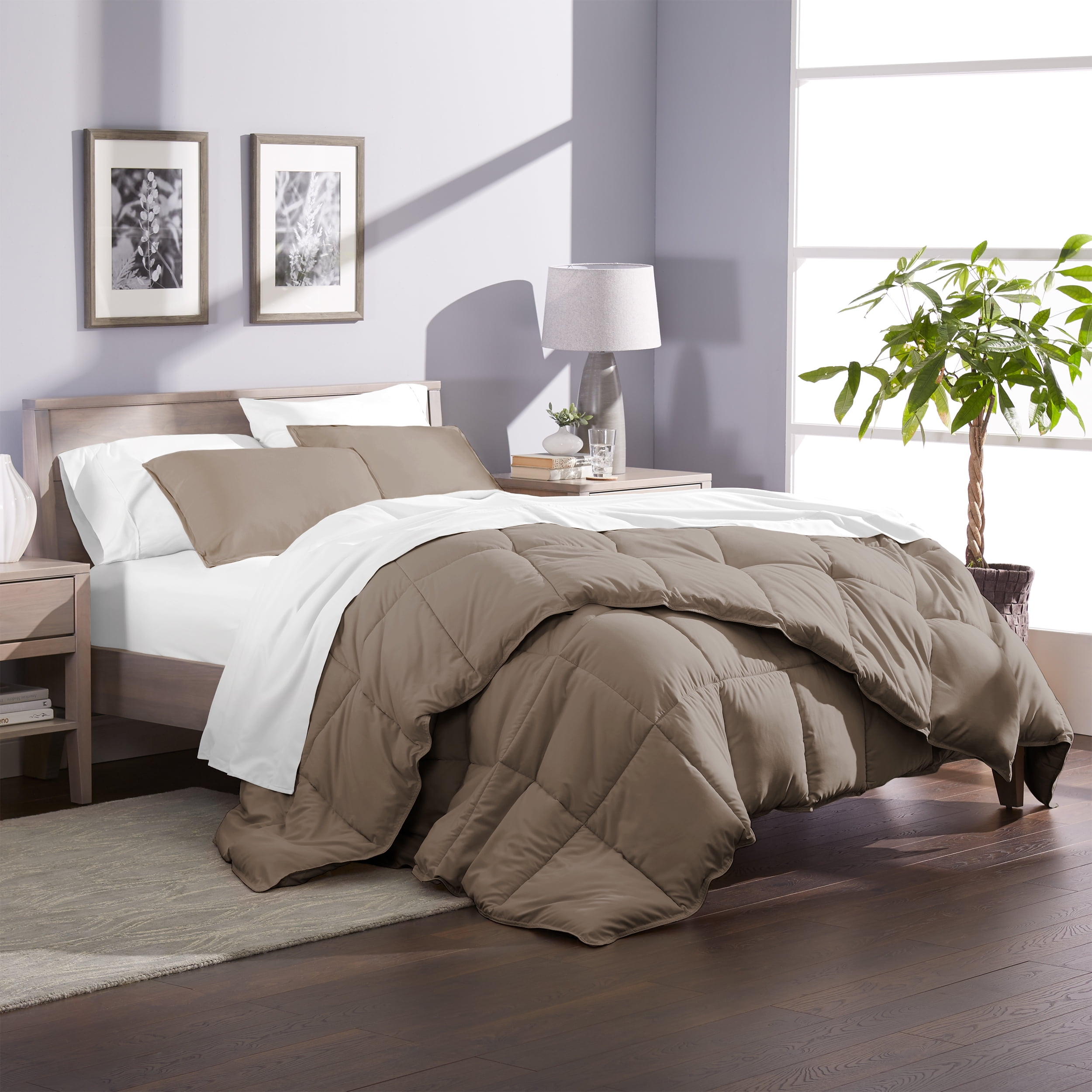 Bare Home Ultra-Soft Goose Down Alternative Comforter Set, King/Cal King, Taupe