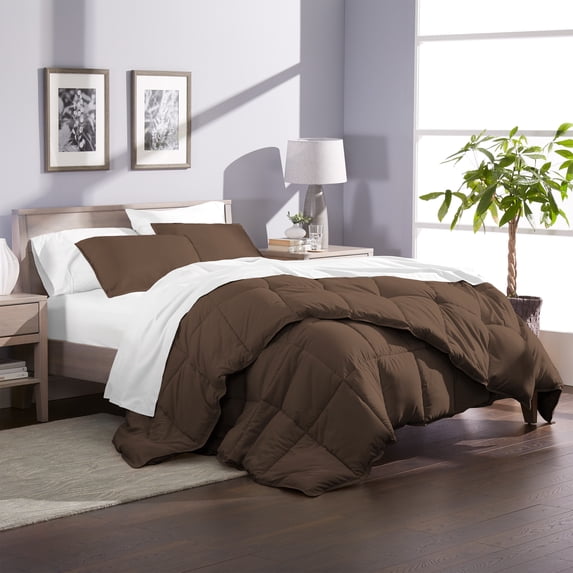 Bare Home Ultra-Soft Goose Down Alternative Comforter Set, Queen, Cocoa