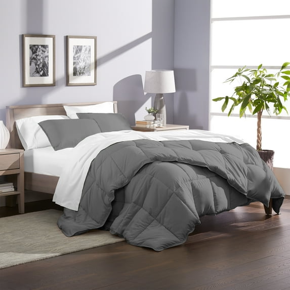 Bare Home Ultra-Soft Goose Down Alternative Comforter Set, Queen, Gray