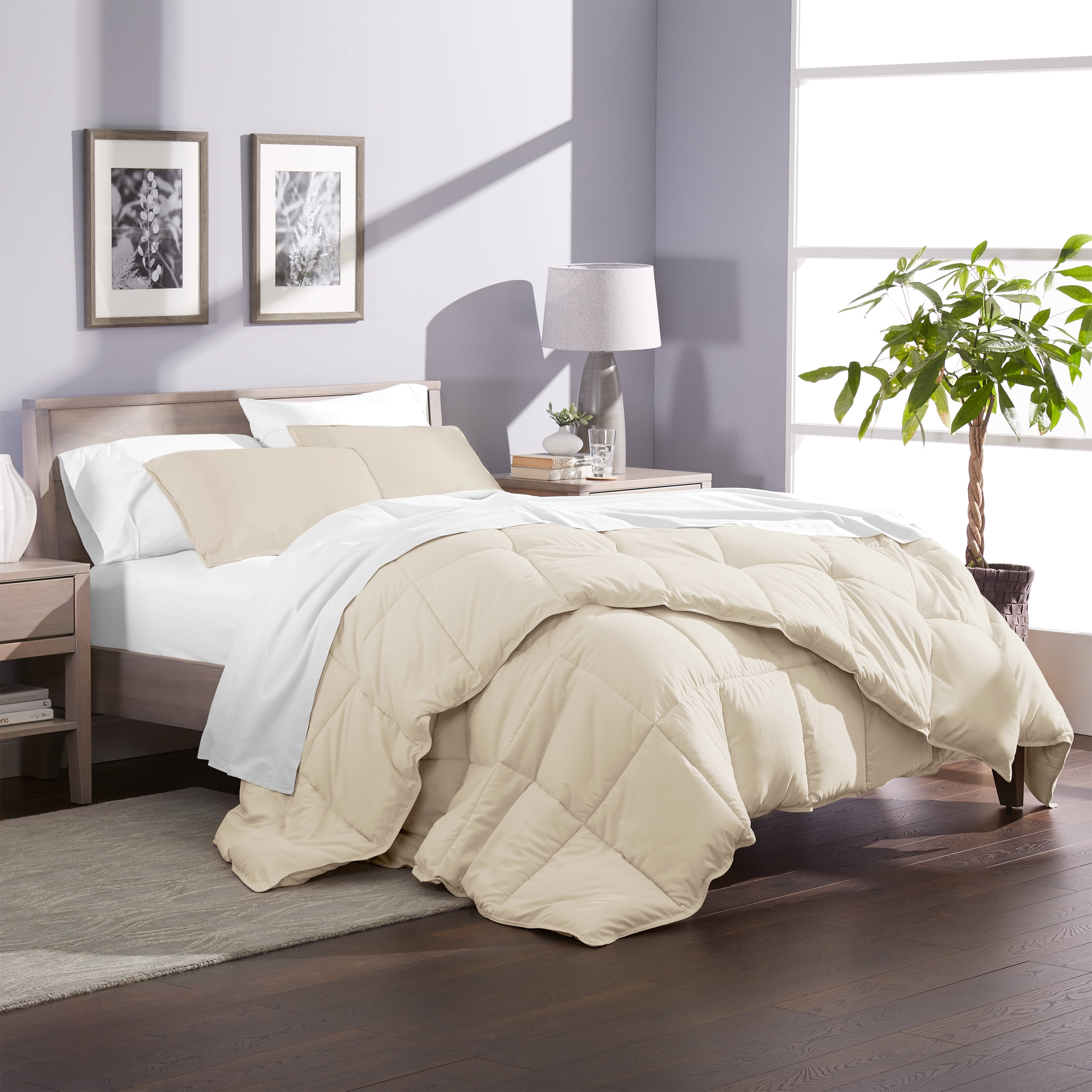 Bare Home Ultra-Soft Goose Down Alternative Comforter Set, Queen, Sand