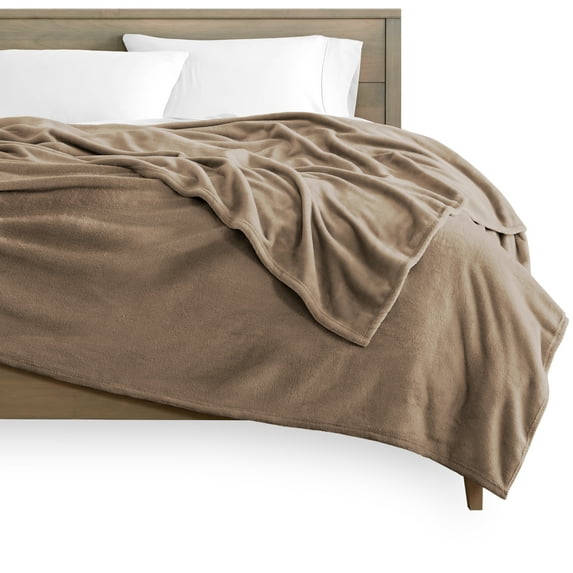 Bare Home Ultra Soft Microplush Velvet Blanket - Luxurious Fuzzy Fleece Fur - All Season Premium Throw Blanket (Throw/Travel, Taupe)