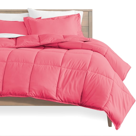 Bare Home Ultra-Soft Premium 1800 Series Goose Down Alternative Comforter Set - Hypoallergenic - All Season - Plush Fiberfill, Twin Extra Long (Twin/Twin XL, Pink)