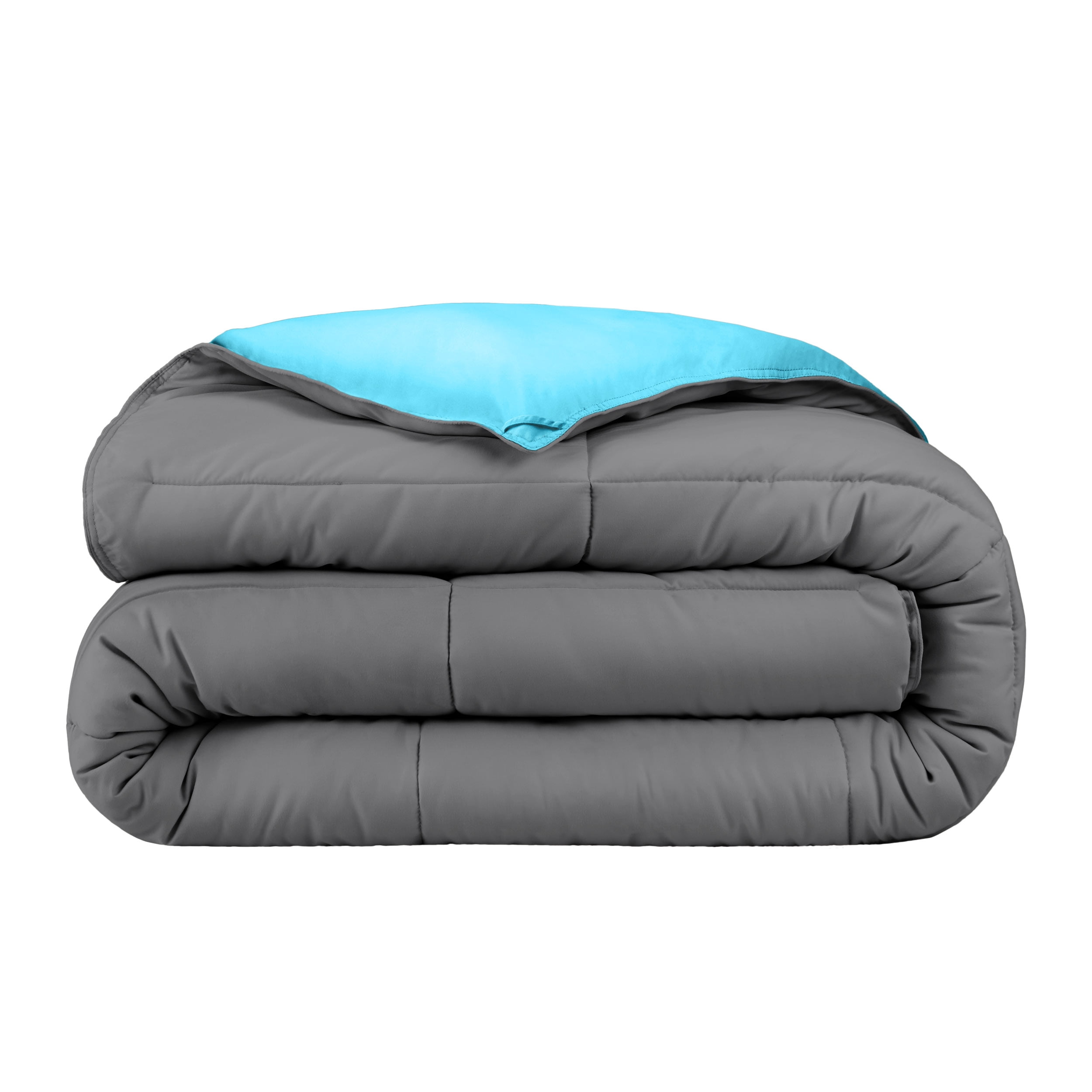 Twin Grey and Aqua Reversible Down Alternative Microfiber Comforter