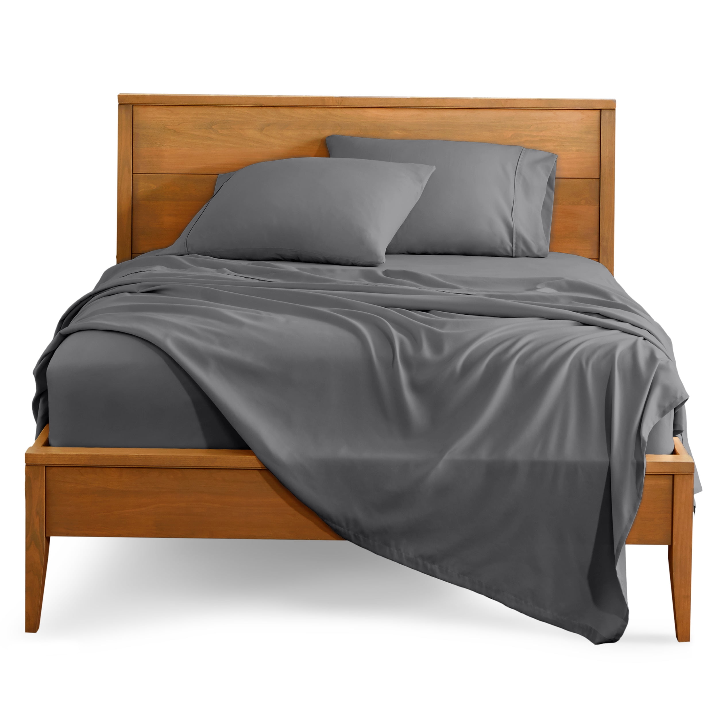 Bare Home Premium 1800 Collection 3-Piece Bed Sheet Set, Twin, Gray