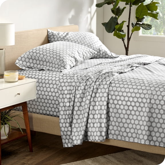 Bare Home Ultra-Soft Sheet Set - Premium 1800 Collection - Deep Pockets - 3-Pieces - Twin XL, Pennytile - Gray/White