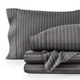 thumbnail image 1 of Bare Home Ultra-Soft Sheet Set - Premium 1800 Collection - Deep Pockets - 4-Pieces - California King, Pinstripe - Gray/White, 1 of 8