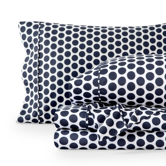 Bare Home Ultra-Soft Sheet Set - Premium 1800 Collection - Deep Pockets - 4-Pieces - King, Pennytile - White/Midnight