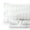 thumbnail image 1 of Bare Home Ultra-Soft Sheet Set - Premium 1800 Collection - Deep Pockets - 4-Pieces - Queen, Grid - White/Gray, 1 of 8