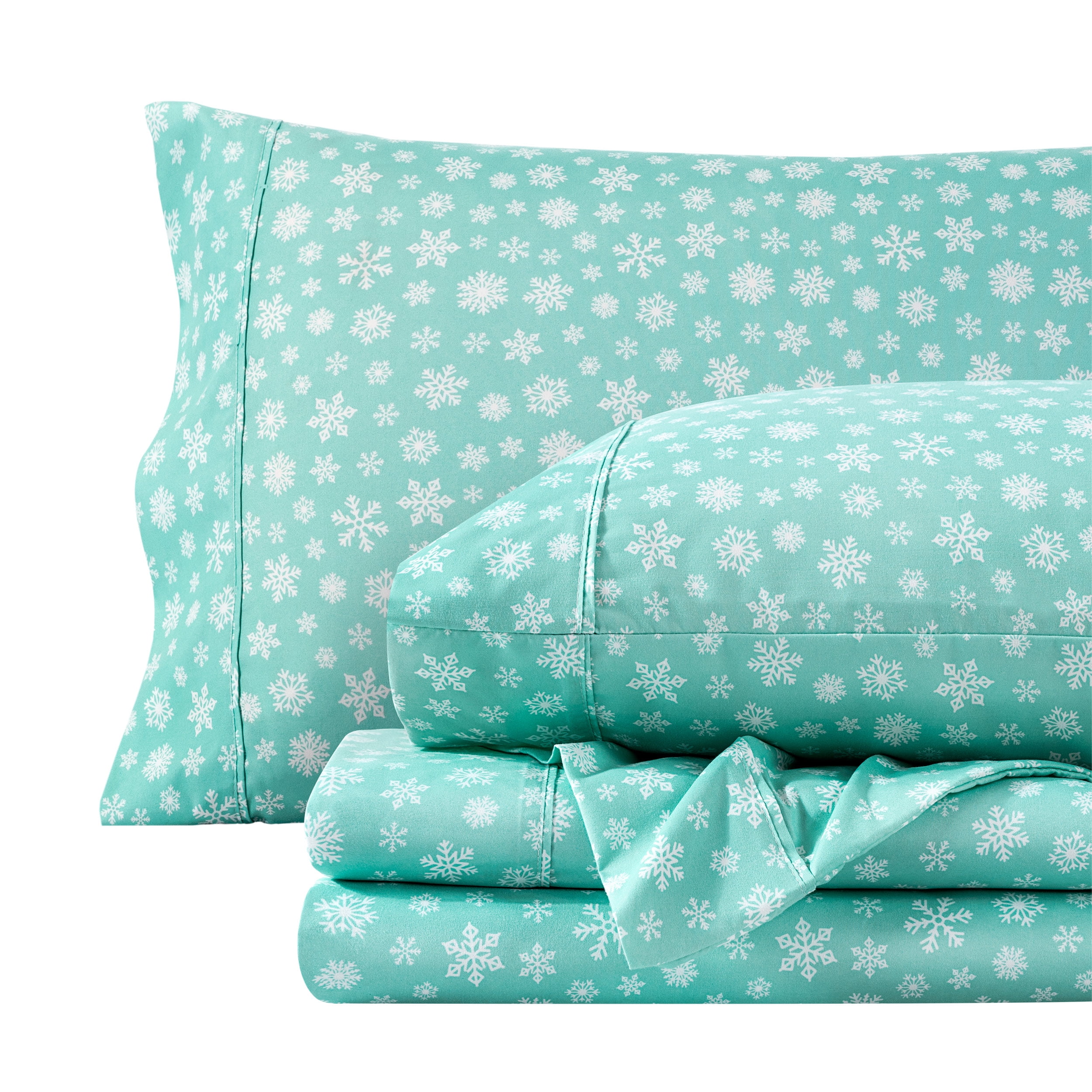Snowdrift Turquoise Microfiber Queen Sheet Set with Deep Pockets