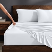 Bare Home Cooling Performance Jersey Knit Stretch Sheet Set, Moisture-Wicking & Breathable, 4-Way Stretch Bed Sheets, Envelope Pillowcases (Twin, White)