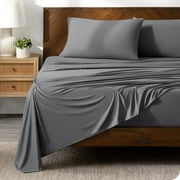 Bare Home Ultra-Soft Stretchy Sheet Set - Premium 1800 Collection - Deep Pockets - 4 Piece - Queen, Gray